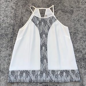 Black and white lace detail racerback top